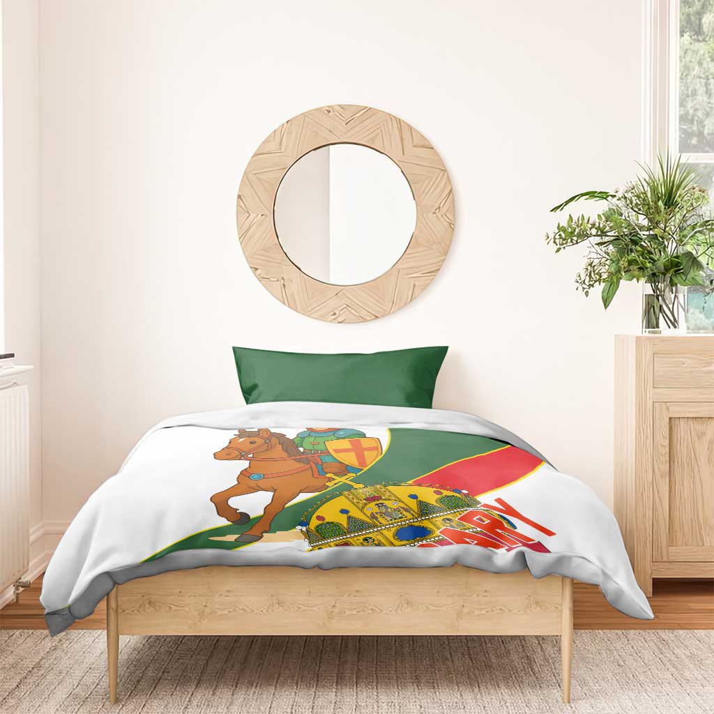 Hungary Bedding Set with Knight and Angel Illustration Design and National Crest - Wonder Print Shop