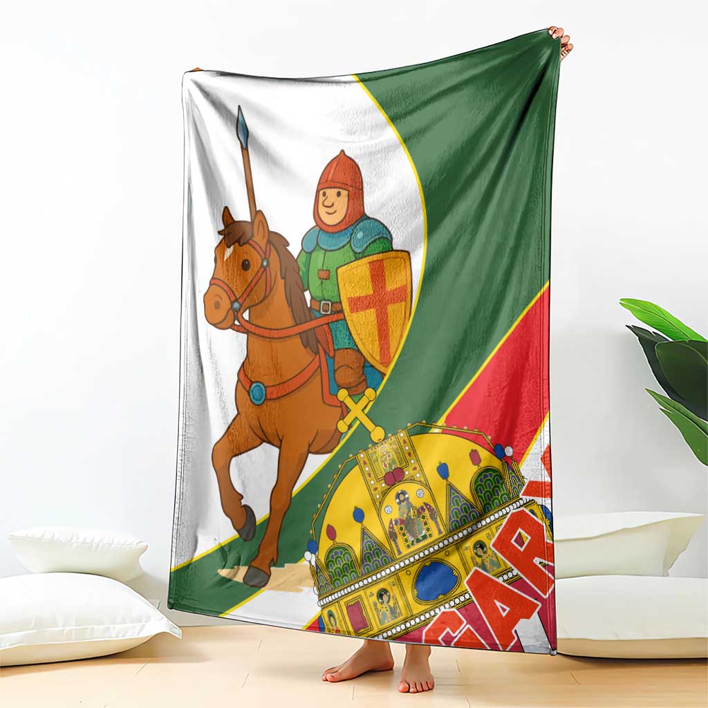 Hungary Blanket with Knight and Angel Illustration Design and National Crest - Wonder Print Shop