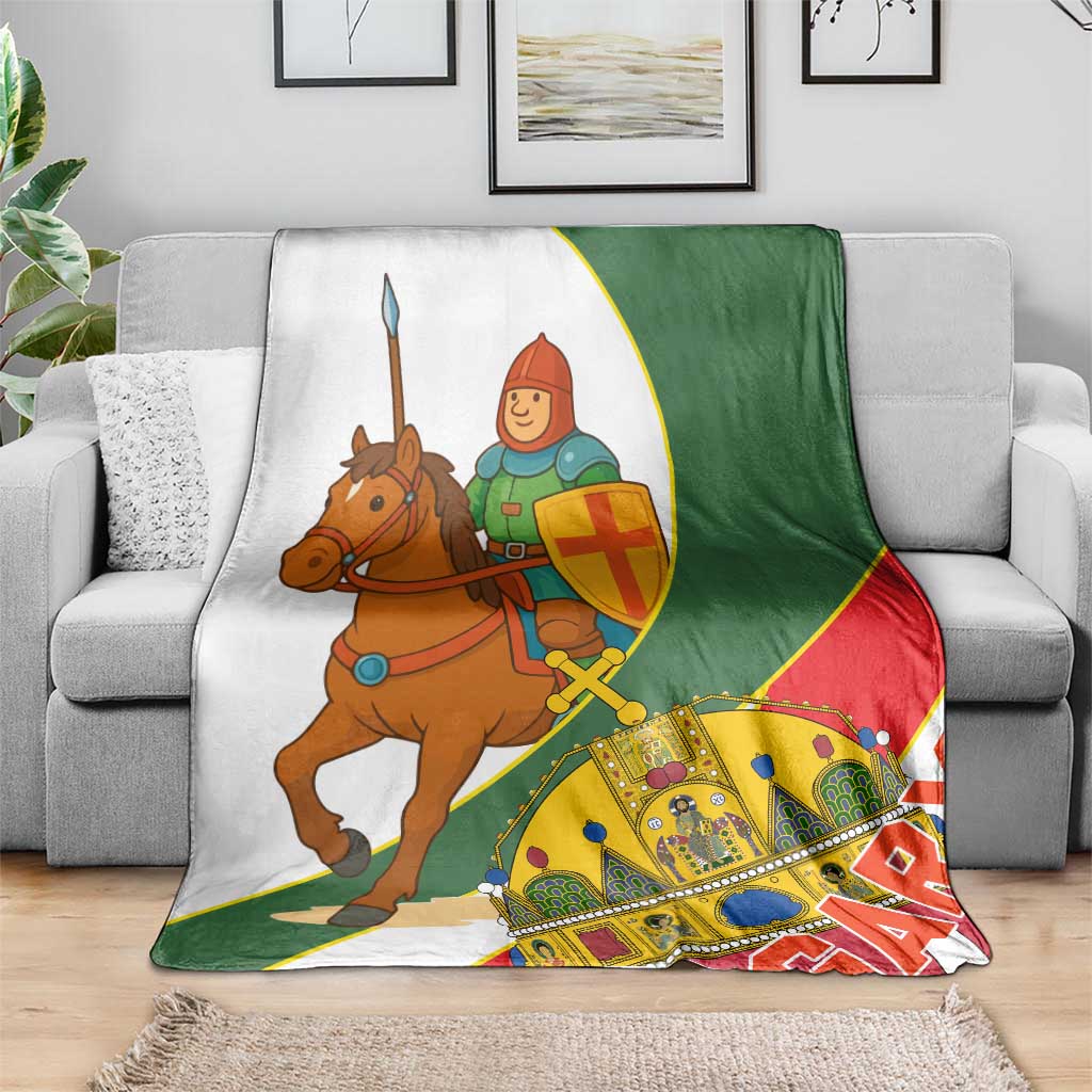 Hungary Blanket with Knight and Angel Illustration Design and National Crest - Wonder Print Shop