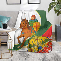 Hungary Blanket with Knight and Angel Illustration Design and National Crest - Wonder Print Shop
