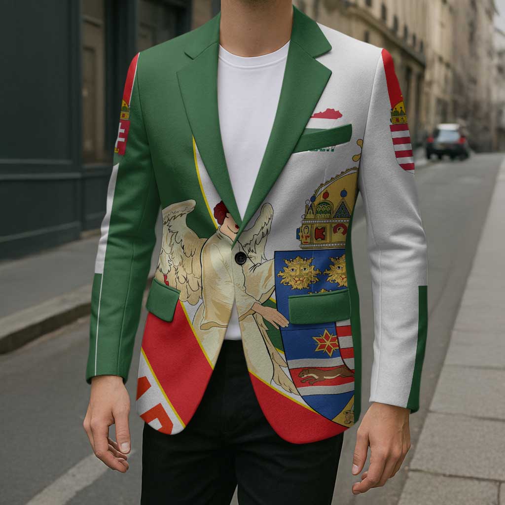 Hungary Blazer with Knight and Angel Illustration Design and National Crest - Wonder Print Shop