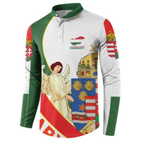 Hungary Button Sweatshirt with Knight and Angel Illustration Design and National Crest - Wonder Print Shop