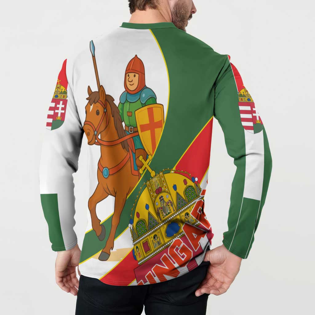 Hungary Button Sweatshirt with Knight and Angel Illustration Design and National Crest - Wonder Print Shop