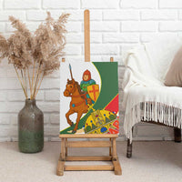 Hungary Canvas Wall Art with Knight and Angel Illustration Design and National Crest - Wonder Print Shop