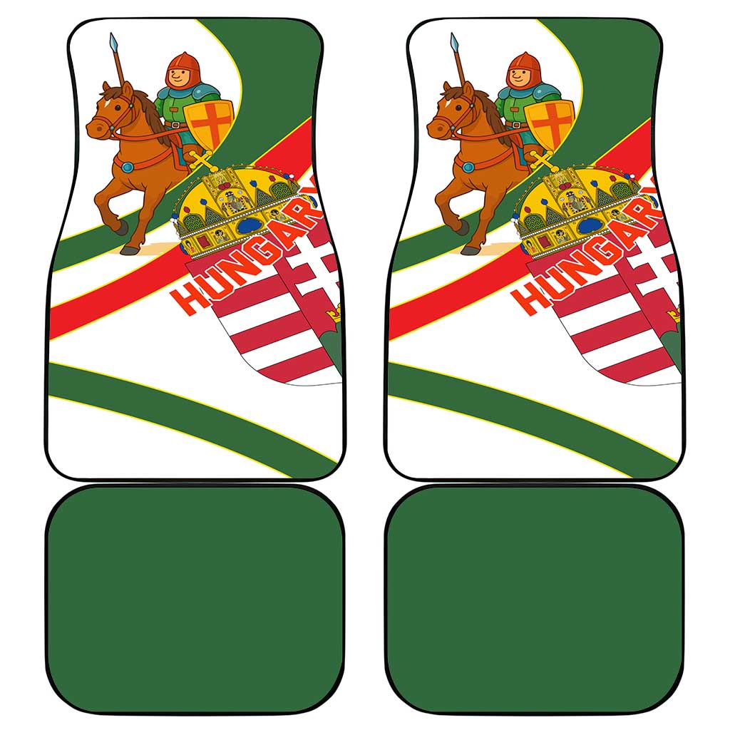 Hungary Car Mats with Knight and Angel Illustration Design and National Crest - Wonder Print Shop