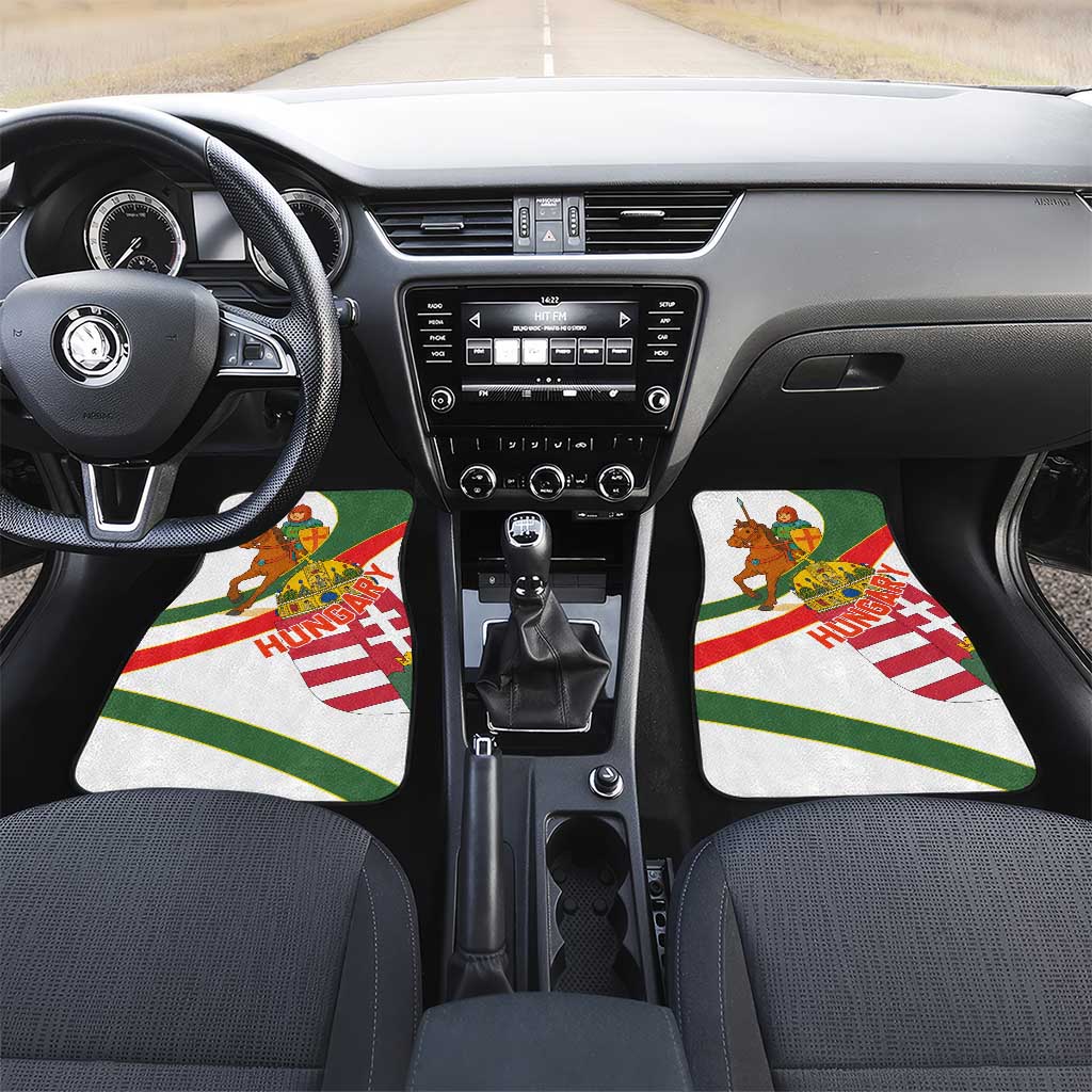 Hungary Car Mats with Knight and Angel Illustration Design and National Crest - Wonder Print Shop