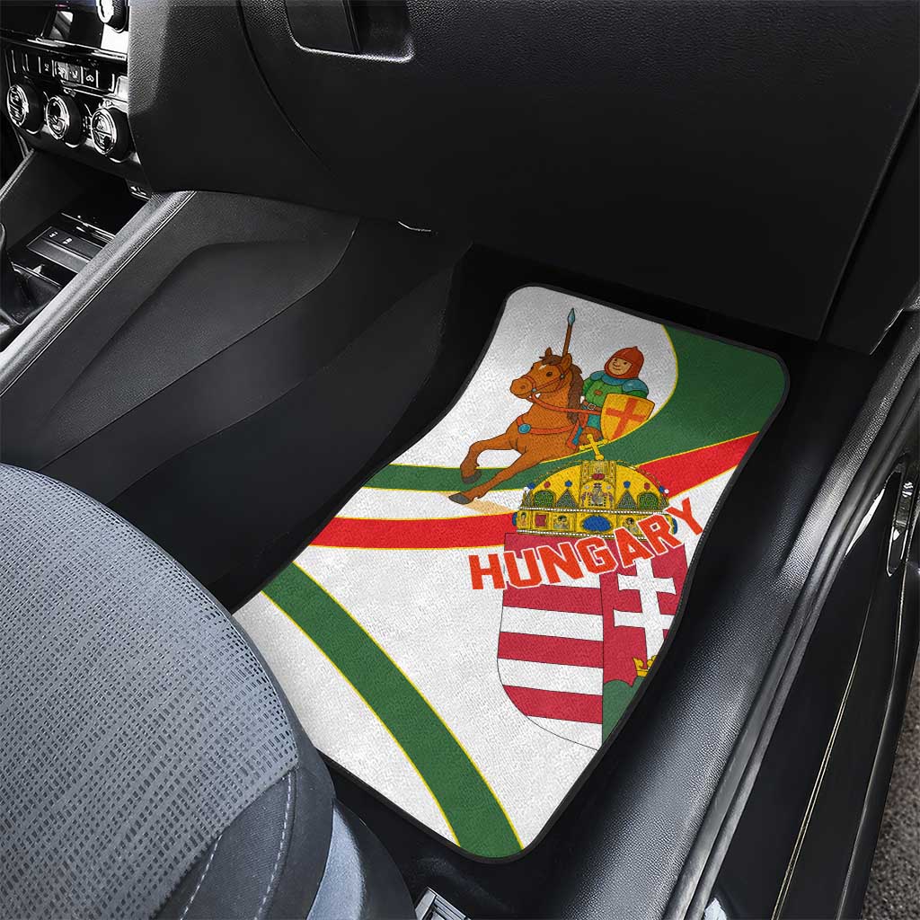 Hungary Car Mats with Knight and Angel Illustration Design and National Crest - Wonder Print Shop