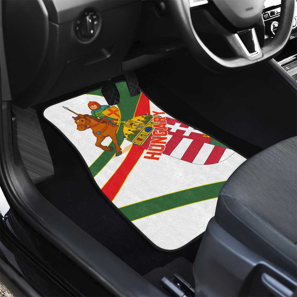 Hungary Car Mats with Knight and Angel Illustration Design and National Crest - Wonder Print Shop