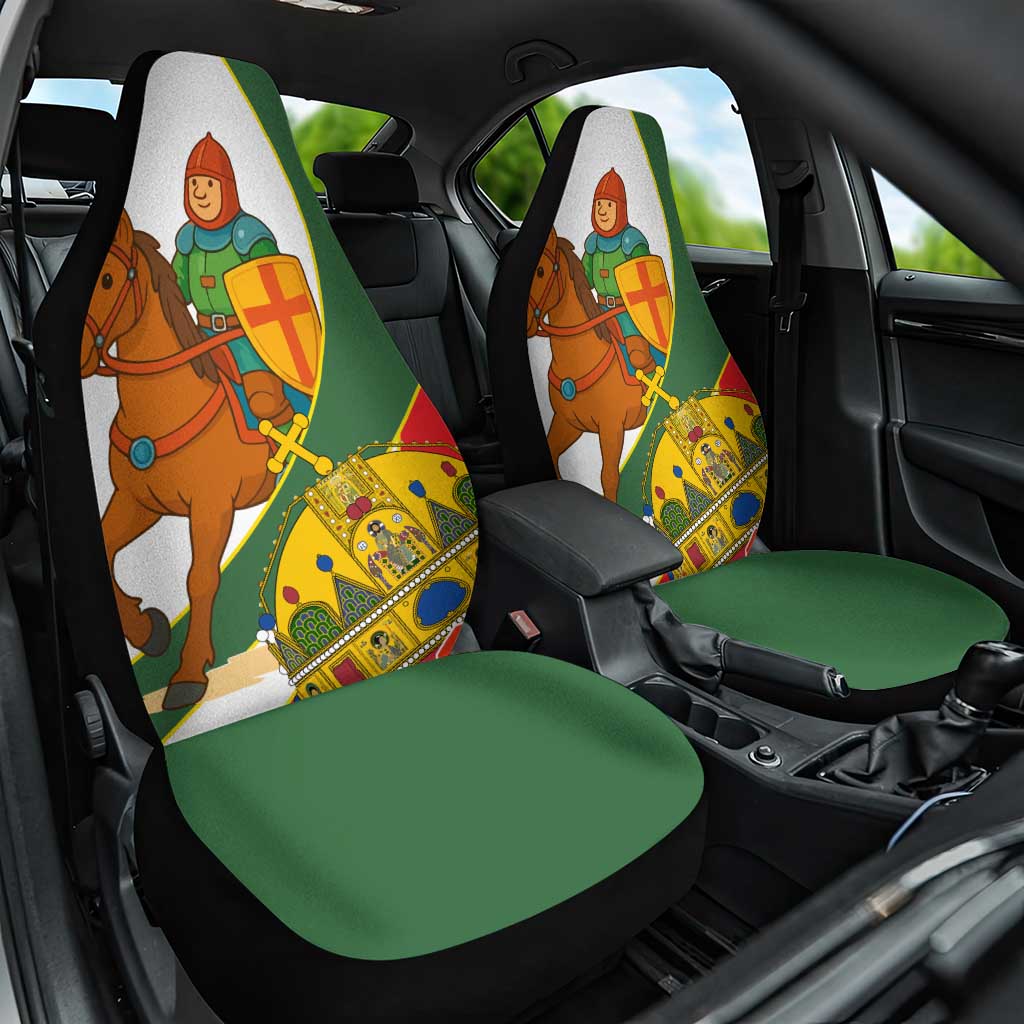 Hungary Car Seat Cover with Knight and Angel Illustration Design and National Crest - Wonder Print Shop