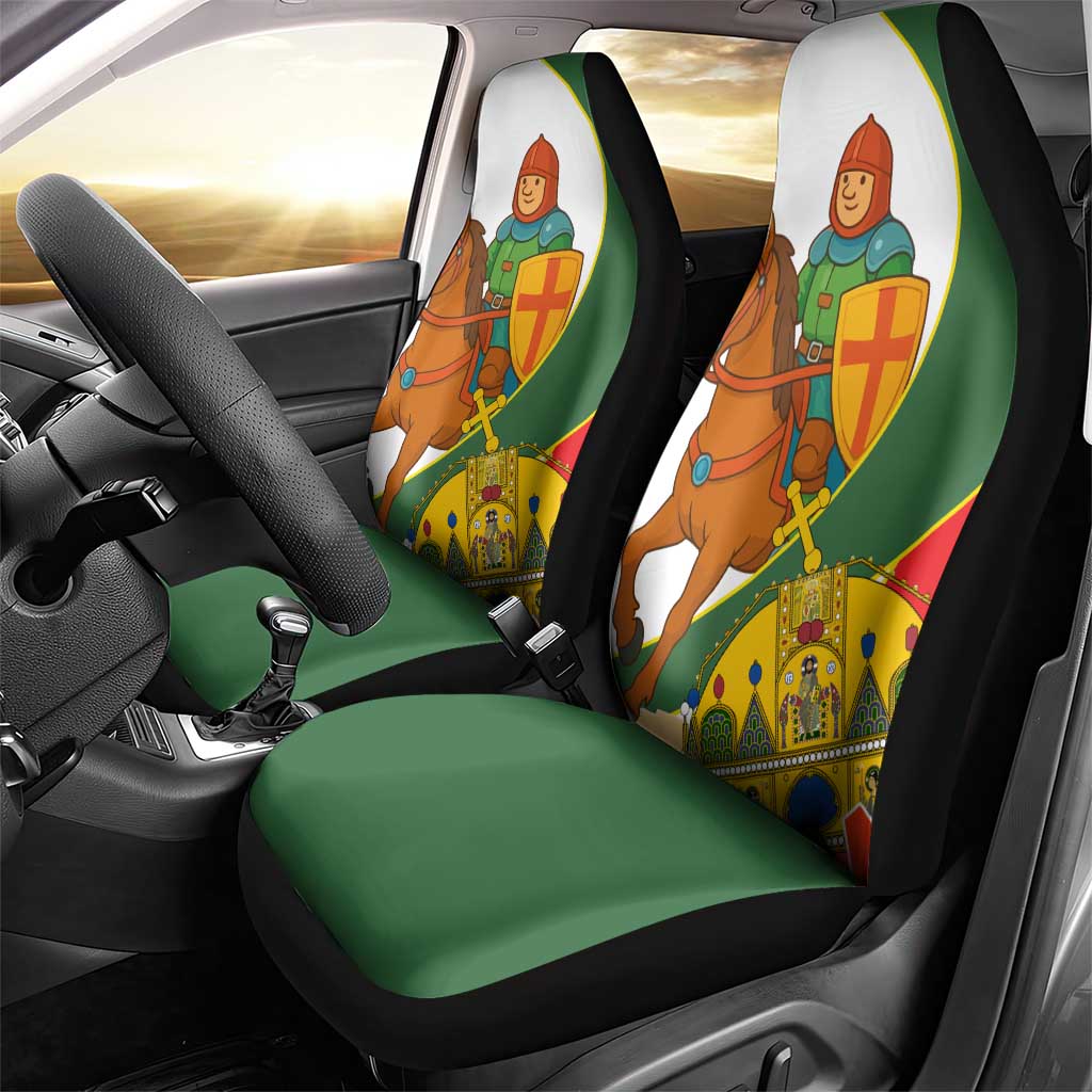 Hungary Car Seat Cover with Knight and Angel Illustration Design and National Crest - Wonder Print Shop