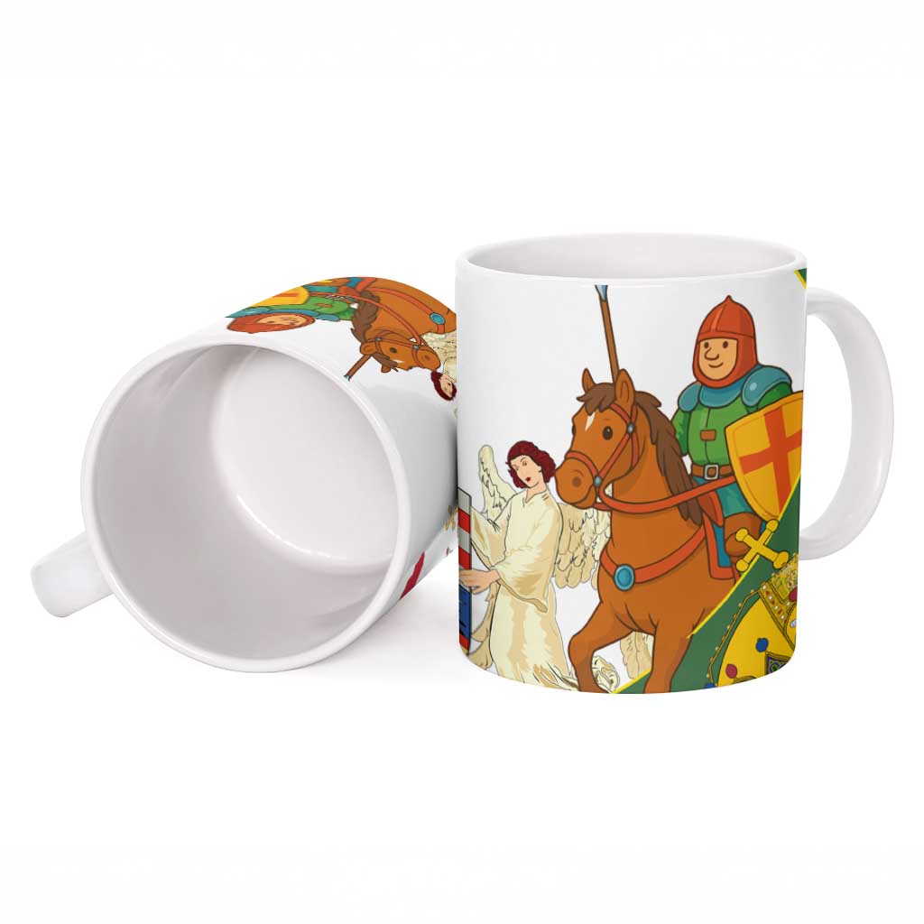 Hungary Ceramic Mug with Knight and Angel Illustration Design and National Crest - Wonder Print Shop