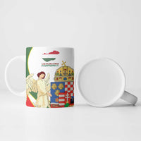Hungary Ceramic Mug with Knight and Angel Illustration Design and National Crest - Wonder Print Shop