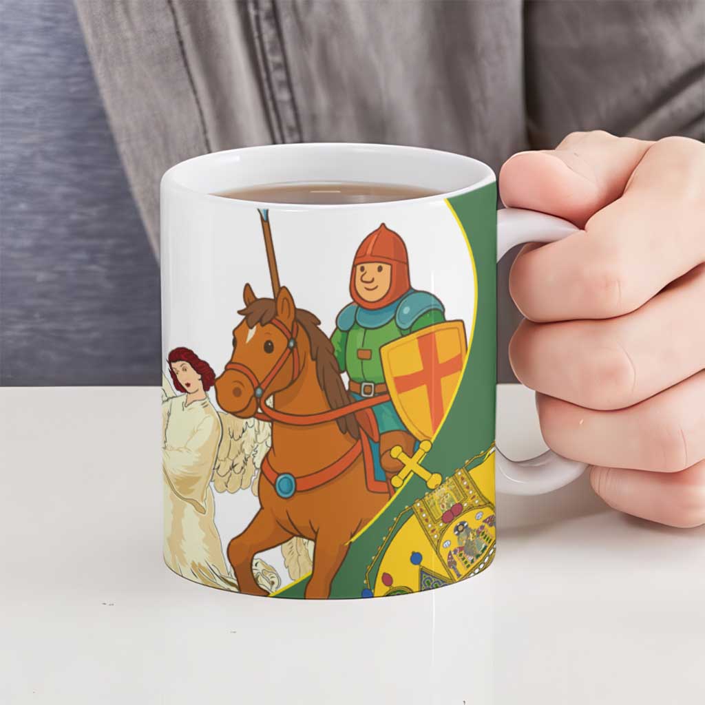 Hungary Ceramic Mug with Knight and Angel Illustration Design and National Crest - Wonder Print Shop