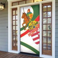 Hungary Door Cover with Knight and Angel Illustration Design and National Crest - Wonder Print Shop