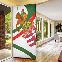 Hungary Door Cover with Knight and Angel Illustration Design and National Crest - Wonder Print Shop