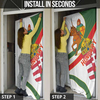 Hungary Door Cover with Knight and Angel Illustration Design and National Crest - Wonder Print Shop