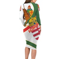 Hungary Family Matching Long Sleeve Bodycon Dress and Hawaiian Shirt with Knight and Angel Illustration Design and National Crest - Wonder Print Shop