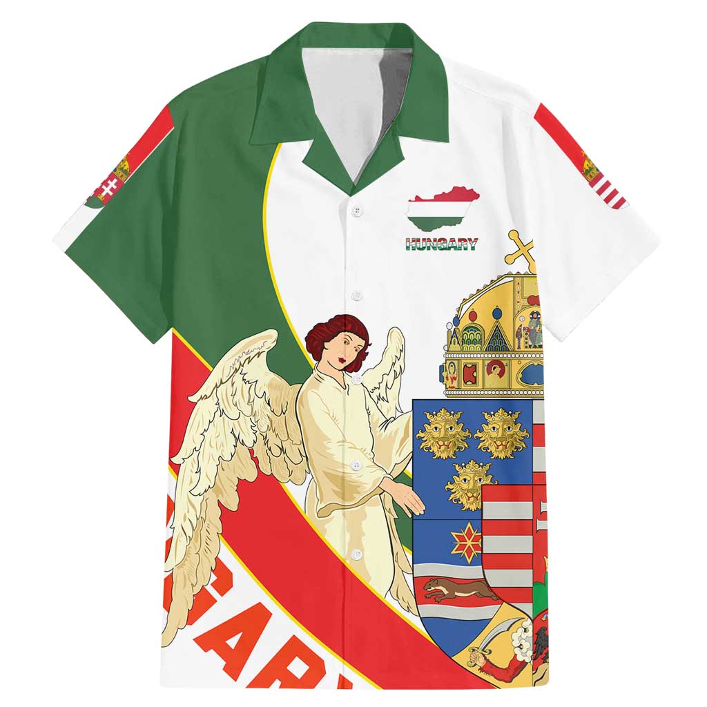 Hungary Family Matching Mermaid Dress and Hawaiian Shirt with Knight and Angel Illustration Design and National Crest - Wonder Print Shop