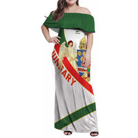 Hungary Family Matching Off Shoulder Maxi Dress and Hawaiian Shirt with Knight and Angel Illustration Design and National Crest - Wonder Print Shop
