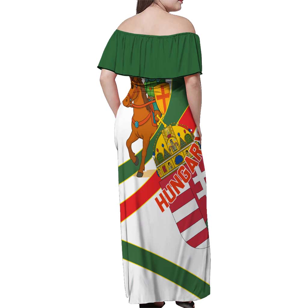 Hungary Family Matching Off Shoulder Maxi Dress and Hawaiian Shirt with Knight and Angel Illustration Design and National Crest - Wonder Print Shop