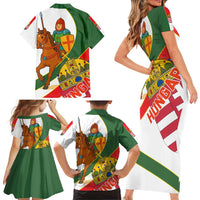 Hungary Family Matching Short Sleeve Bodycon Dress and Hawaiian Shirt with Knight and Angel Illustration Design and National Crest - Wonder Print Shop