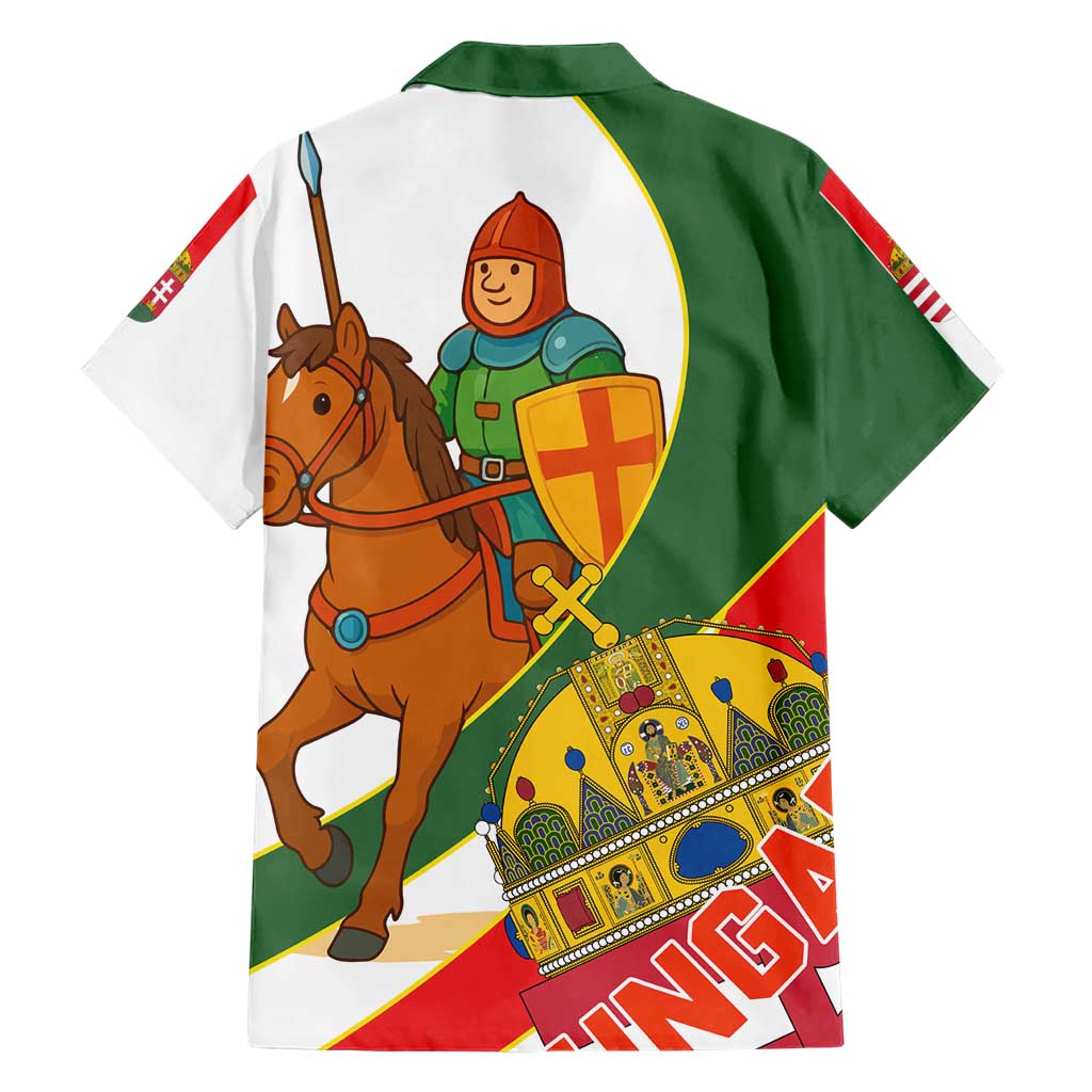 Hungary Family Matching Short Sleeve Bodycon Dress and Hawaiian Shirt with Knight and Angel Illustration Design and National Crest - Wonder Print Shop