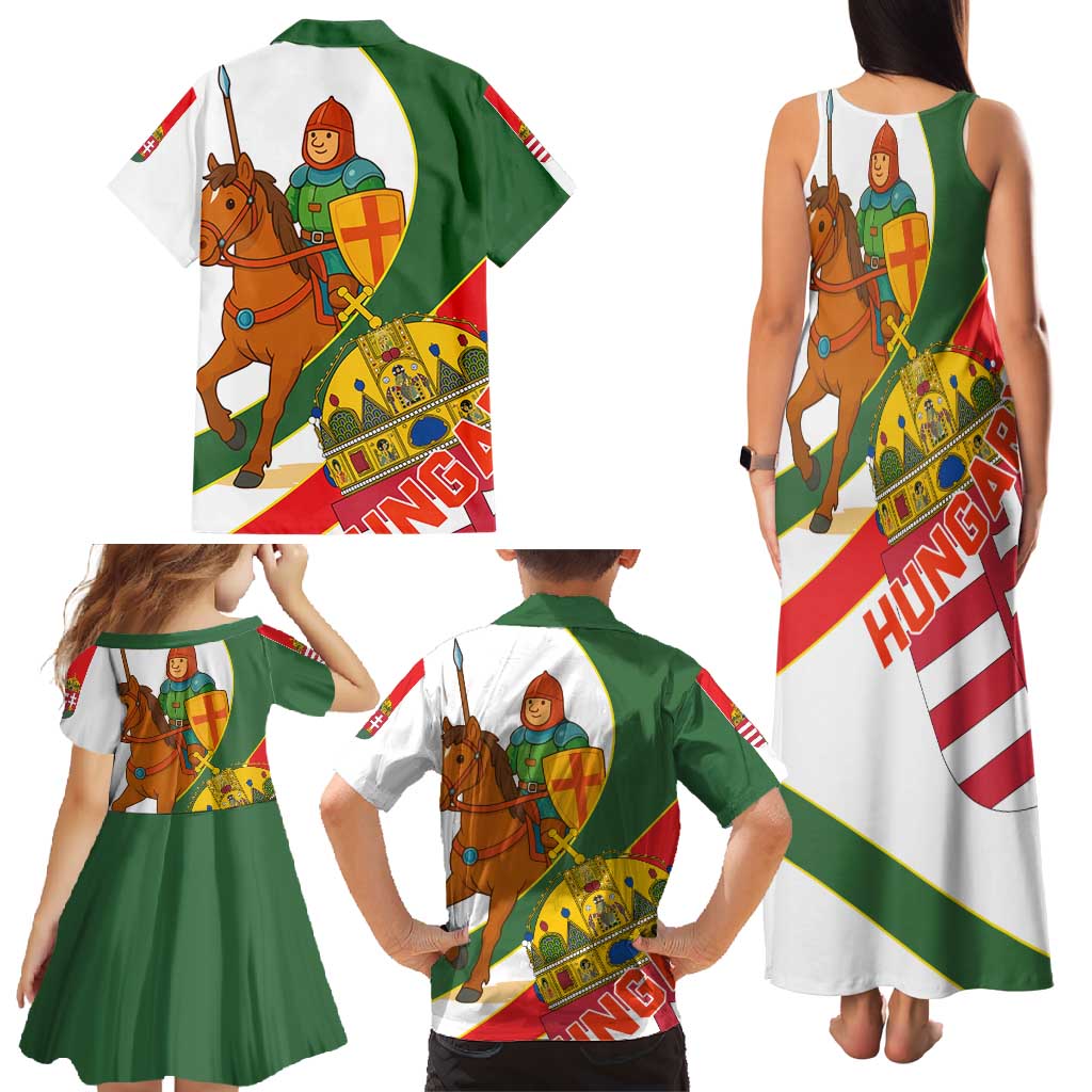 Hungary Family Matching Tank Maxi Dress and Hawaiian Shirt with Knight and Angel Illustration Design and National Crest - Wonder Print Shop