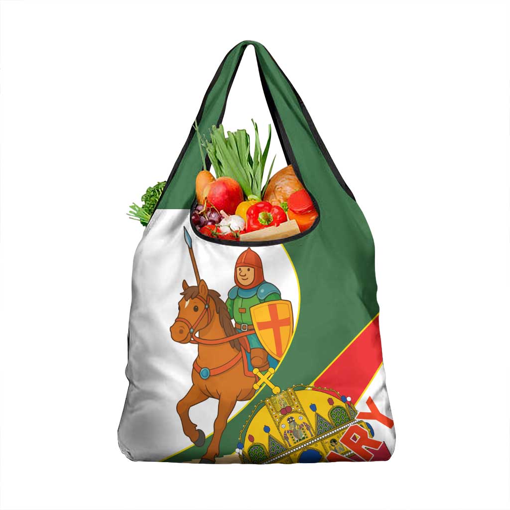 Hungary Grocery Bag with Knight and Angel Illustration Design and National Crest - Wonder Print Shop