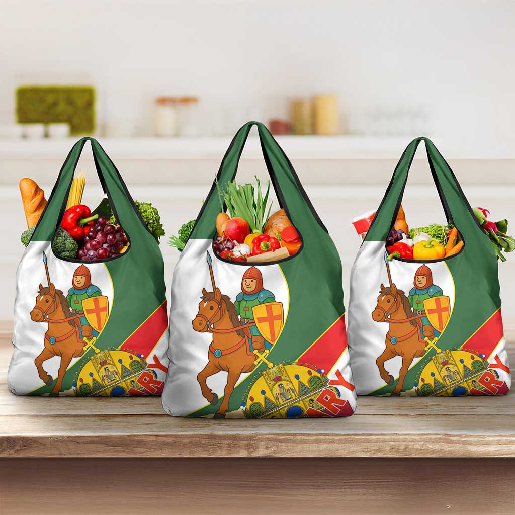 Hungary Grocery Bag with Knight and Angel Illustration Design and National Crest - Wonder Print Shop