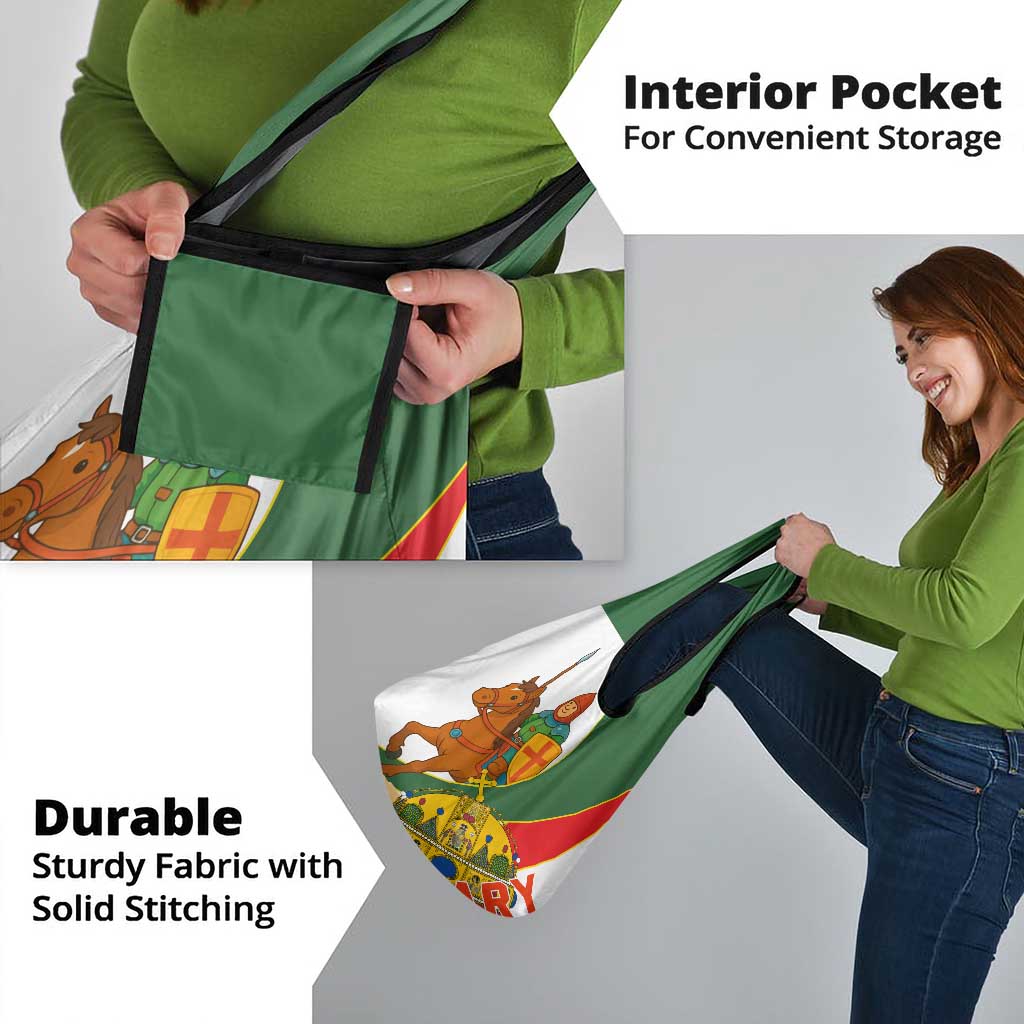 Hungary Grocery Bag with Knight and Angel Illustration Design and National Crest - Wonder Print Shop