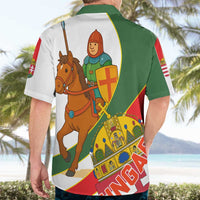 Hungary Hawaiian Shirt with Knight and Angel Illustration Design and National Crest - Wonder Print Shop