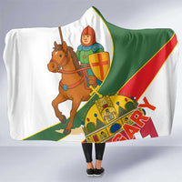 Hungary Hooded Blanket with Knight and Angel Illustration Design and National Crest - Wonder Print Shop