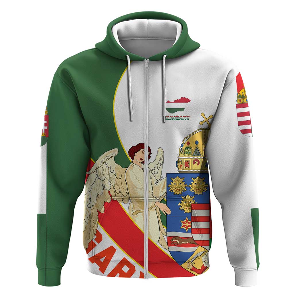 Hungary Hoodie with Knight and Angel Illustration Design and National Crest - Wonder Print Shop