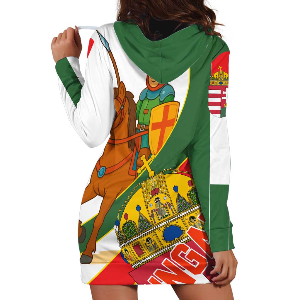 Hungary Hoodie Dress with Knight and Angel Illustration Design and National Crest - Wonder Print Shop