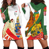 Hungary Hoodie Dress with Knight and Angel Illustration Design and National Crest - Wonder Print Shop