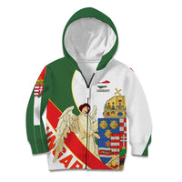 Hungary Kid Hoodie with Knight and Angel Illustration Design and National Crest - Wonder Print Shop