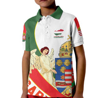 Hungary Kid Polo Shirt with Knight and Angel Illustration Design and National Crest - Wonder Print Shop