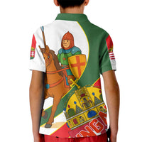 Hungary Kid Polo Shirt with Knight and Angel Illustration Design and National Crest - Wonder Print Shop