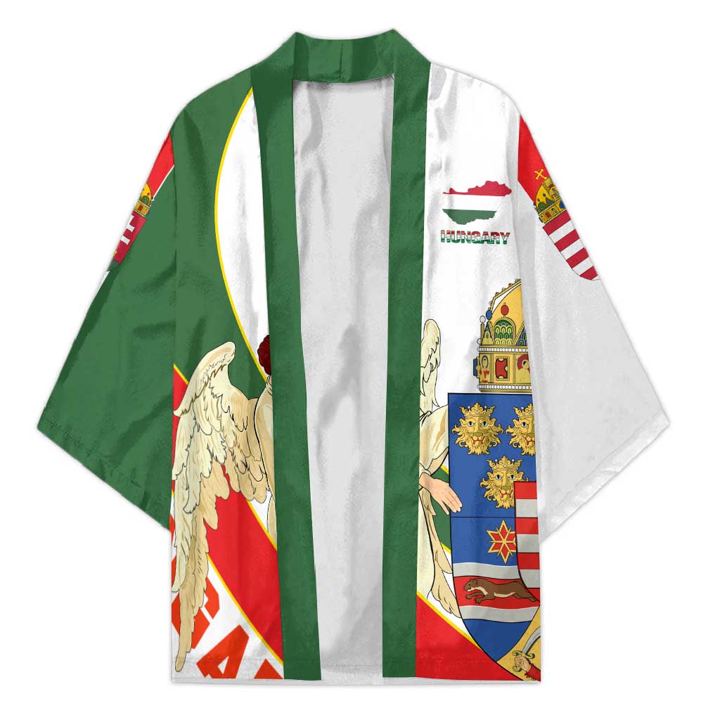 Hungary Kimono with Knight and Angel Illustration Design and National Crest - Wonder Print Shop