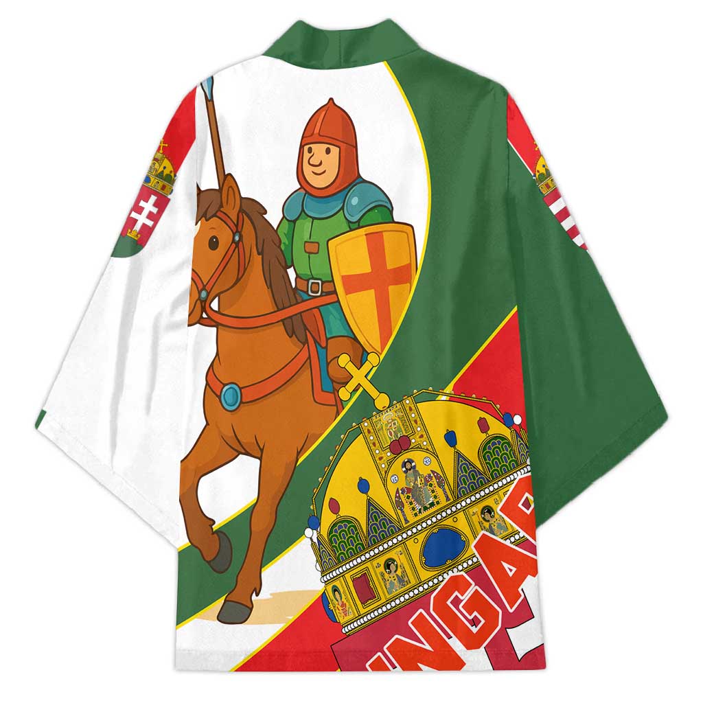 Hungary Kimono with Knight and Angel Illustration Design and National Crest - Wonder Print Shop