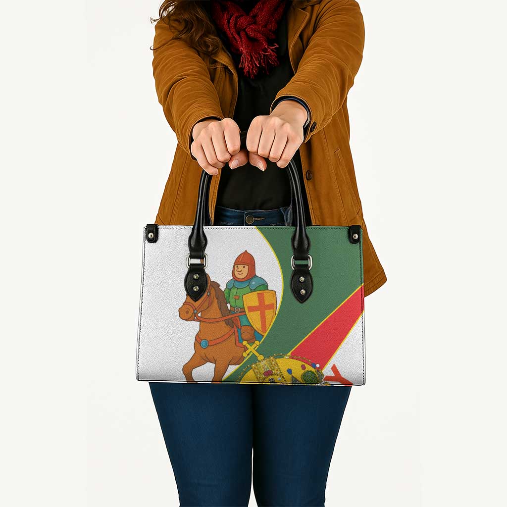 Hungary Leather Bag with Knight and Angel Illustration Design and National Crest - Wonder Print Shop