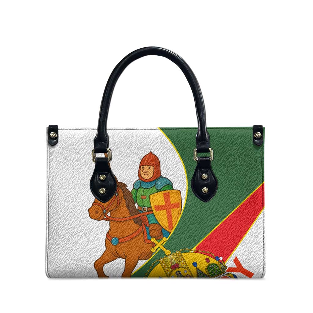 Hungary Leather Bag with Knight and Angel Illustration Design and National Crest - Wonder Print Shop