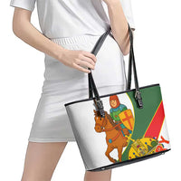 Hungary Leather Tote Bag with Knight and Angel Illustration Design and National Crest - Wonder Print Shop