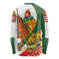 Hungary Long Sleeve Shirt with Knight and Angel Illustration Design and National Crest - Wonder Print Shop