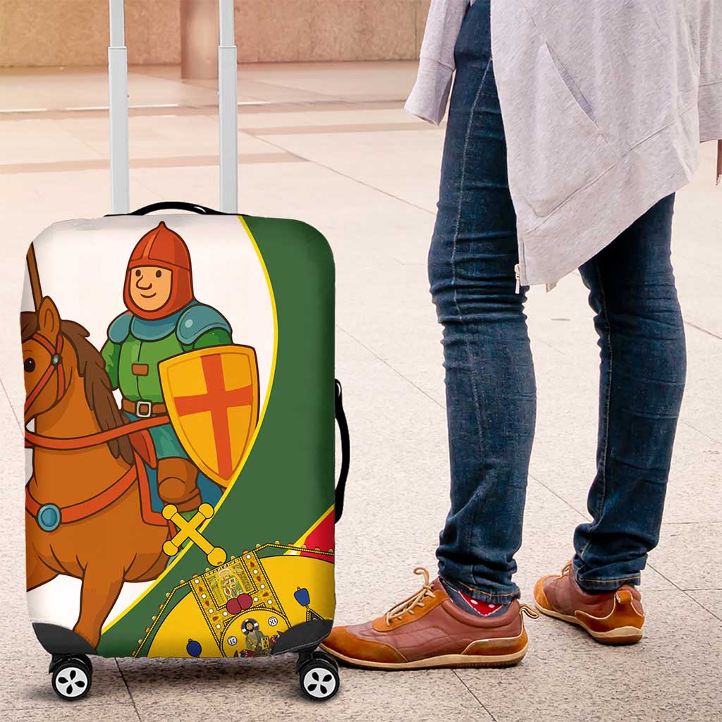 Hungary Luggage Cover with Knight and Angel Illustration Design and National Crest - Wonder Print Shop