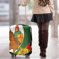 Hungary Luggage Cover with Knight and Angel Illustration Design and National Crest - Wonder Print Shop