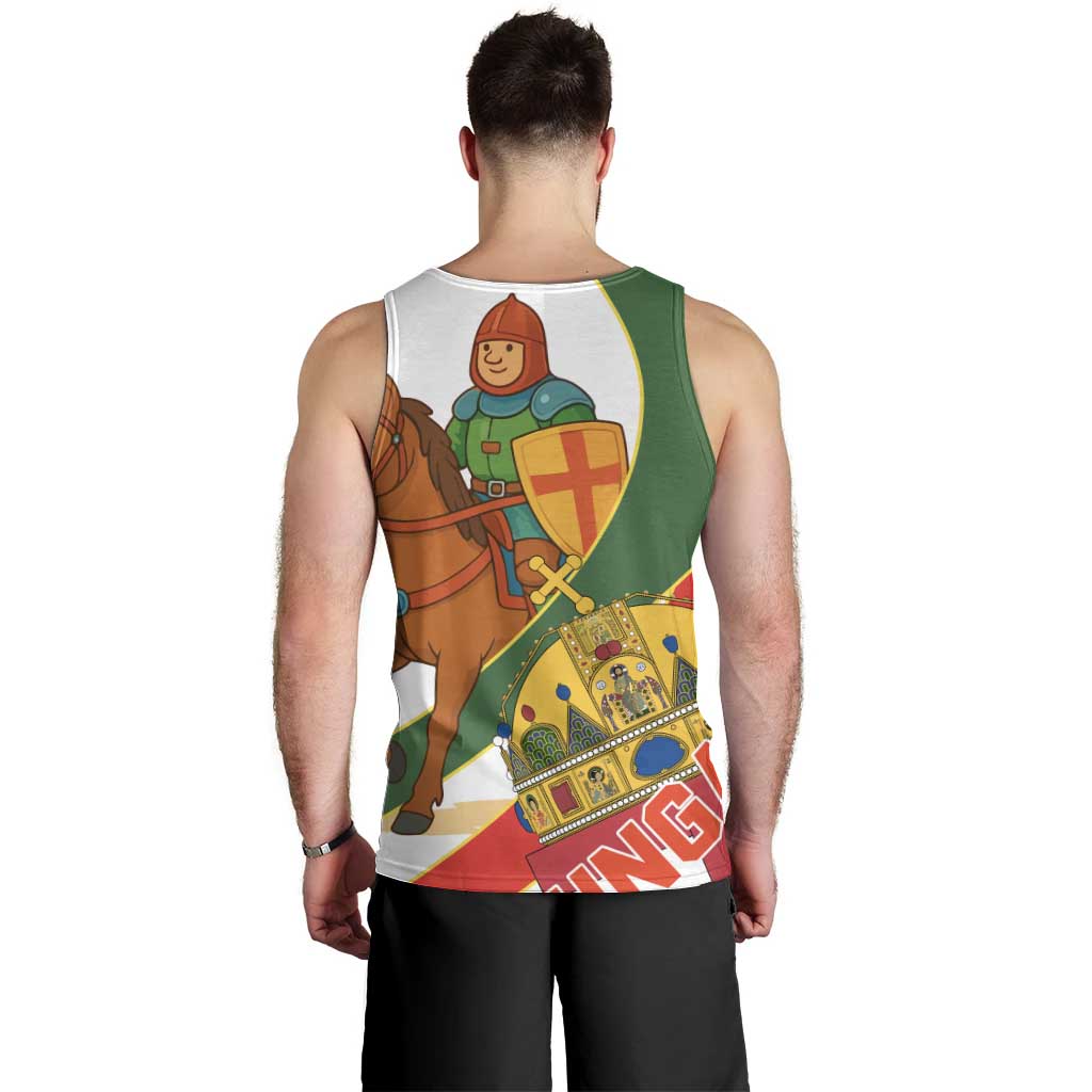 Hungary Men Tank Top with Knight and Angel Illustration Design and National Crest - Wonder Print Shop