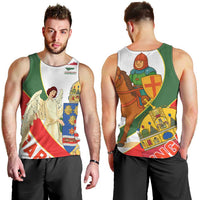 Hungary Men Tank Top with Knight and Angel Illustration Design and National Crest - Wonder Print Shop