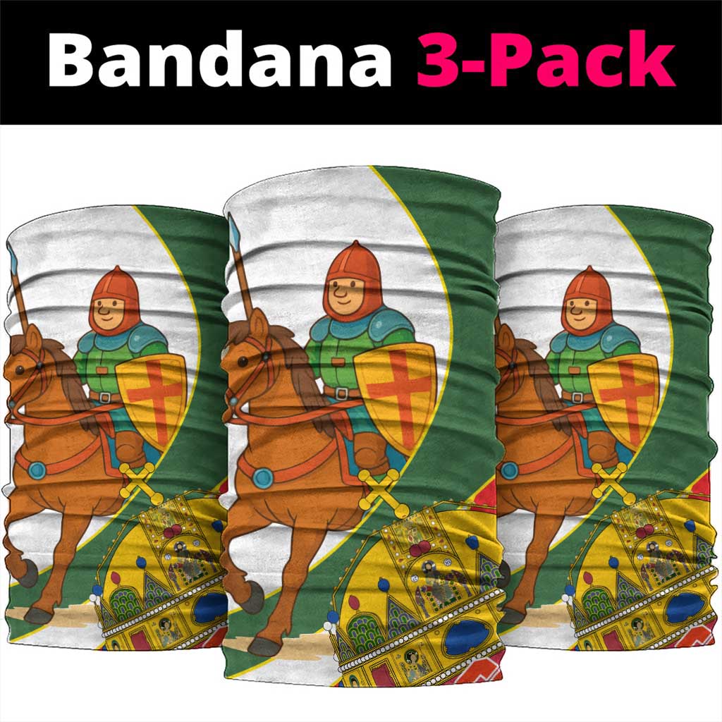 Hungary Neck Gaiter with Knight and Angel Illustration Design and National Crest - Wonder Print Shop