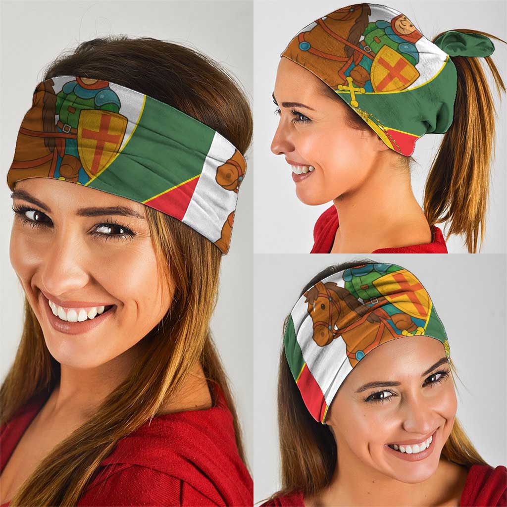 Hungary Neck Gaiter with Knight and Angel Illustration Design and National Crest - Wonder Print Shop